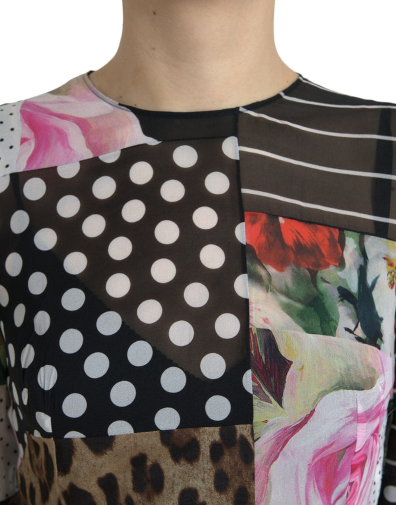 Robe Midi Patchwork Floral Léopard Multicolore Dolce & Gabbana