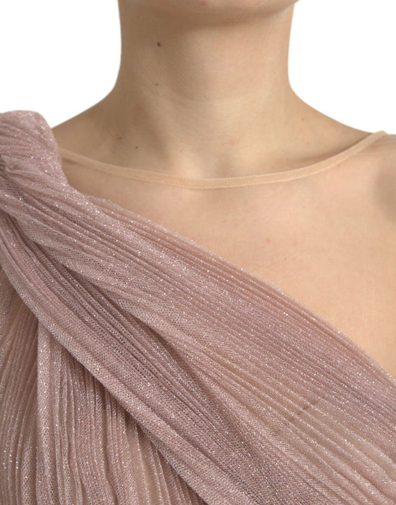 Robe Plissée Lame Tulle Rose Dolce & Gabbana