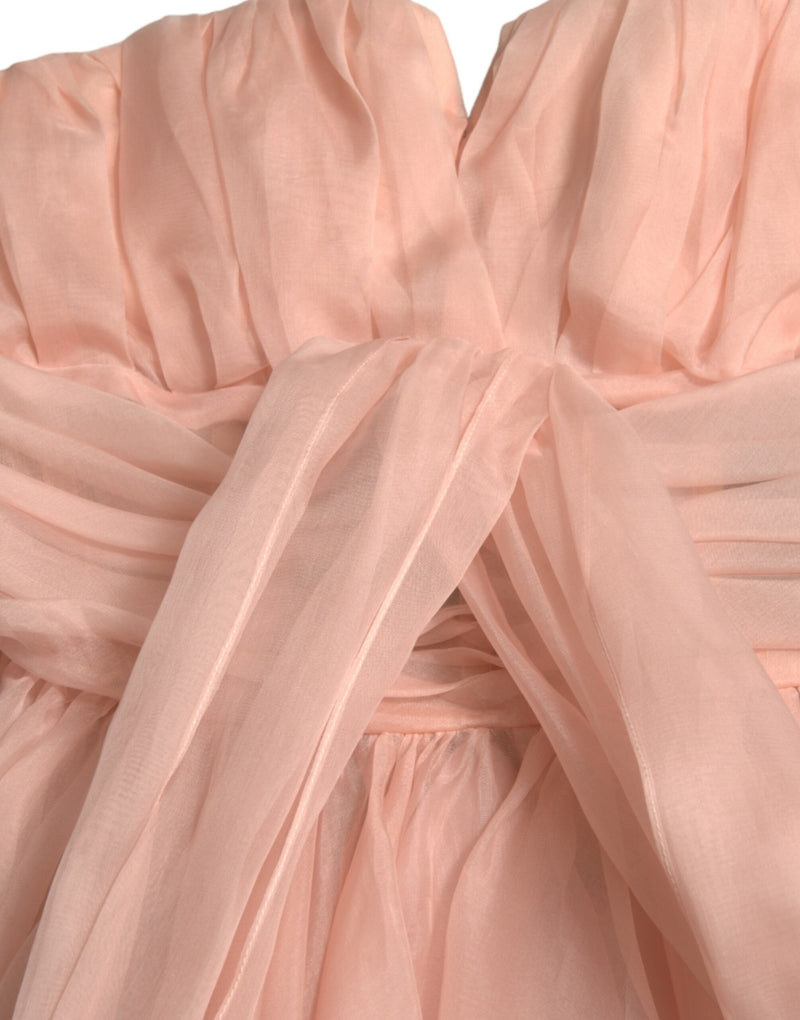 Robe Midi A-line Halter en Soie Chiffon Rose Dolce & Gabbana