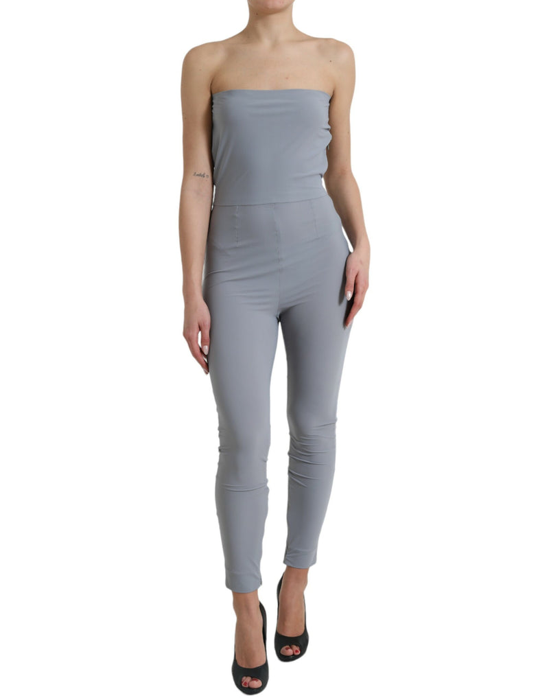 Dolce & Gabbana Gray Strapless Bodycon Jumpsuit Dress