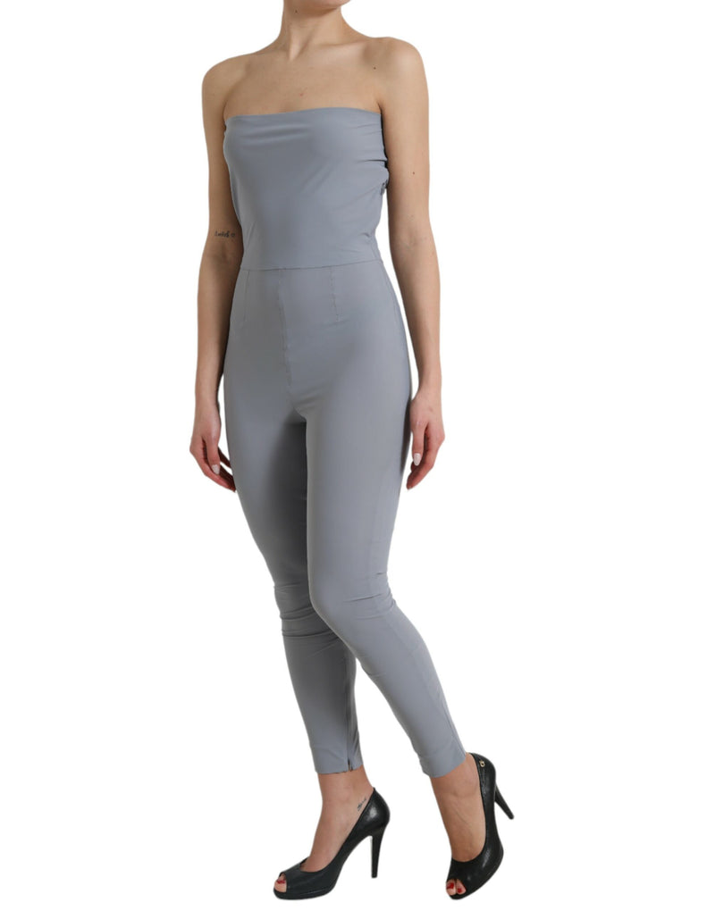 Dolce & Gabbana Gray Strapless Bodycon Jumpsuit Dress
