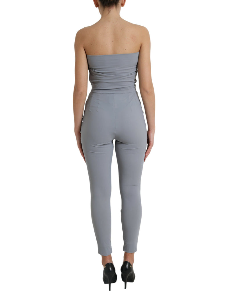 Dolce & Gabbana Gray Strapless Bodycon Jumpsuit Dress