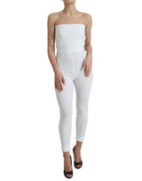 Dolce & Gabbana White Strapless Bodycon Jumpsuit Dress