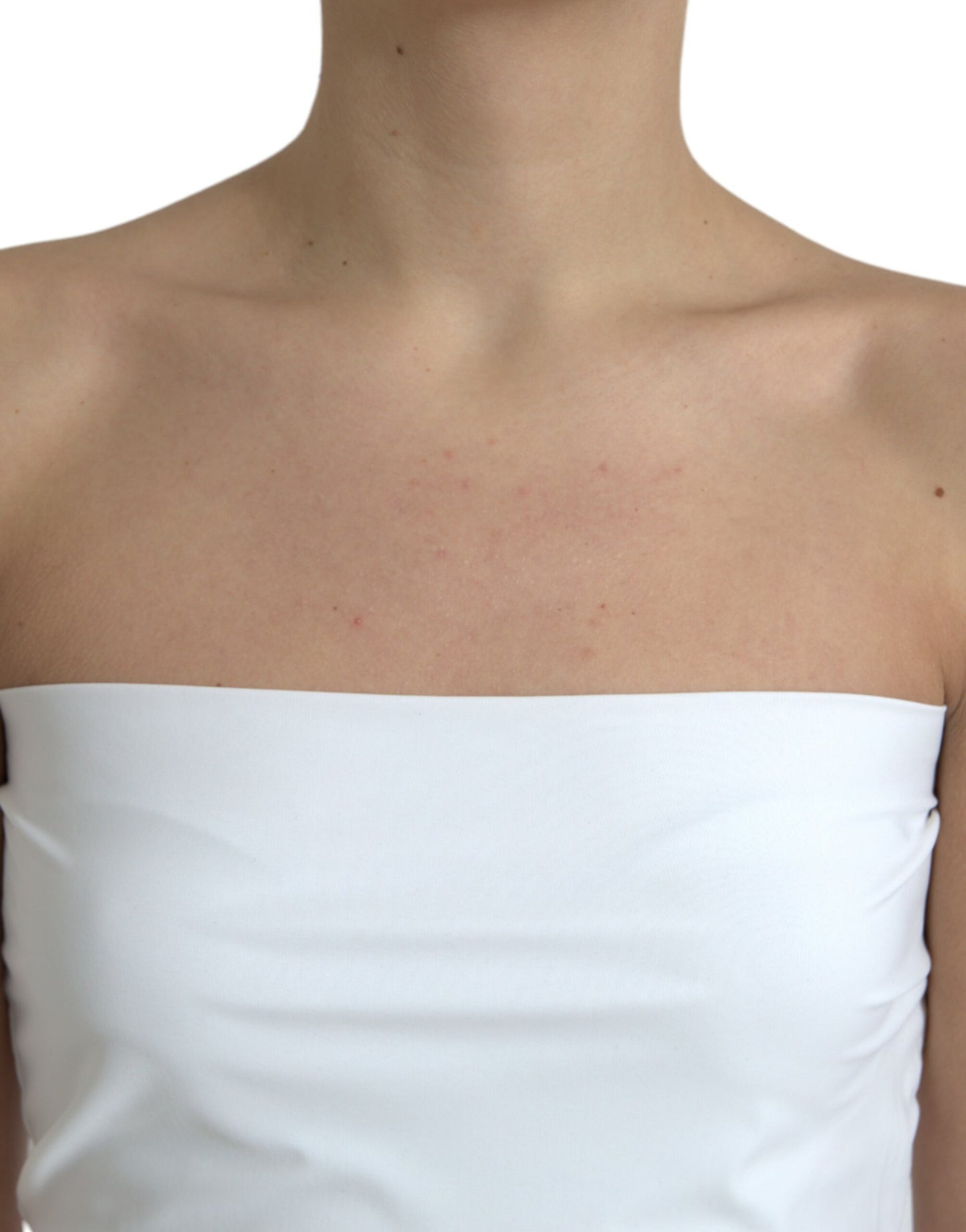 Dolce & Gabbana witte nylon, bandjesloze, aansluitende jumpsuitjurk