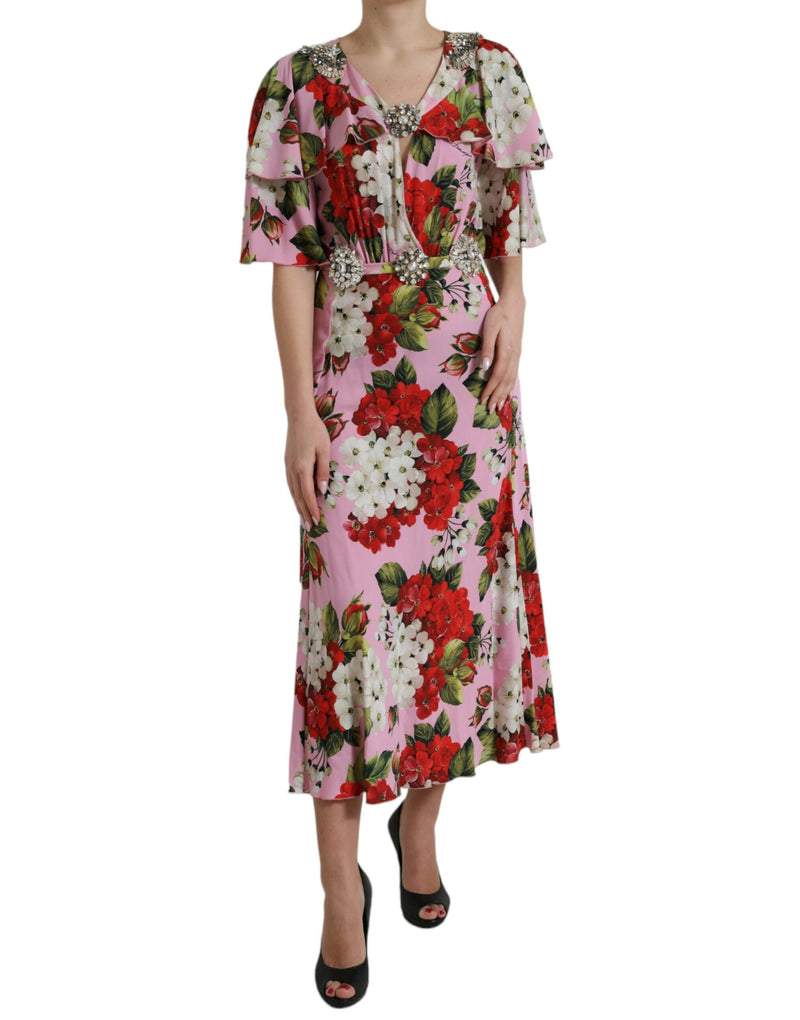 Dolce & Gabbana Robe A-Line Multicolore à Fleurs et Cristaux