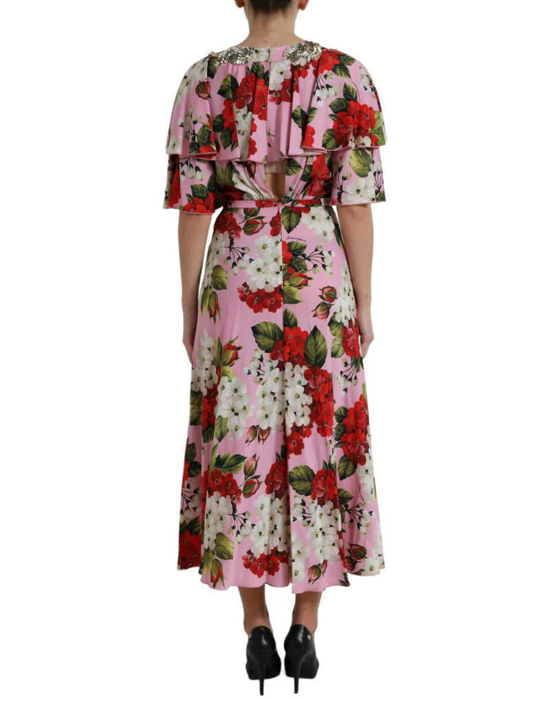 Dolce & Gabbana Robe A-Line Multicolore à Fleurs et Cristaux