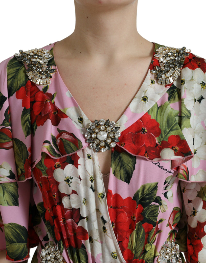 Dolce & Gabbana Robe A-Line Multicolore à Fleurs et Cristaux