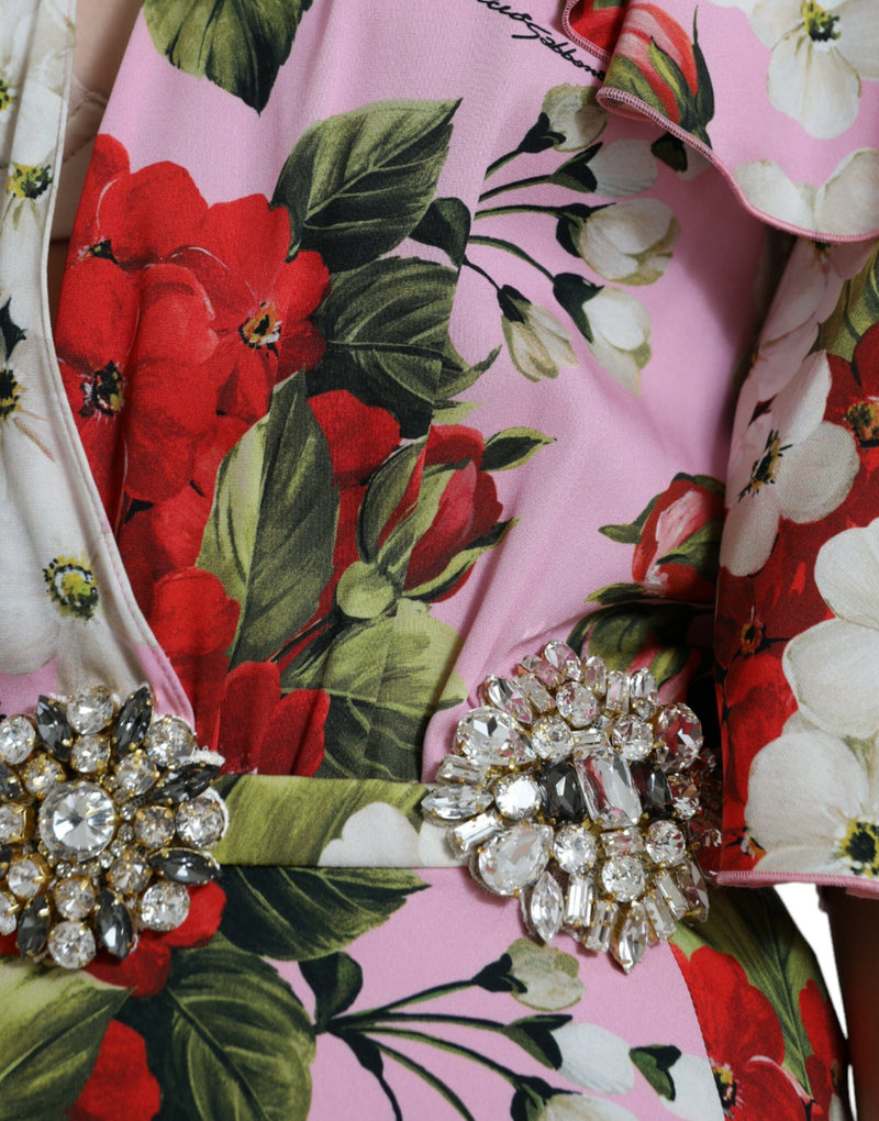 Dolce & Gabbana Robe A-Line Multicolore à Fleurs et Cristaux
