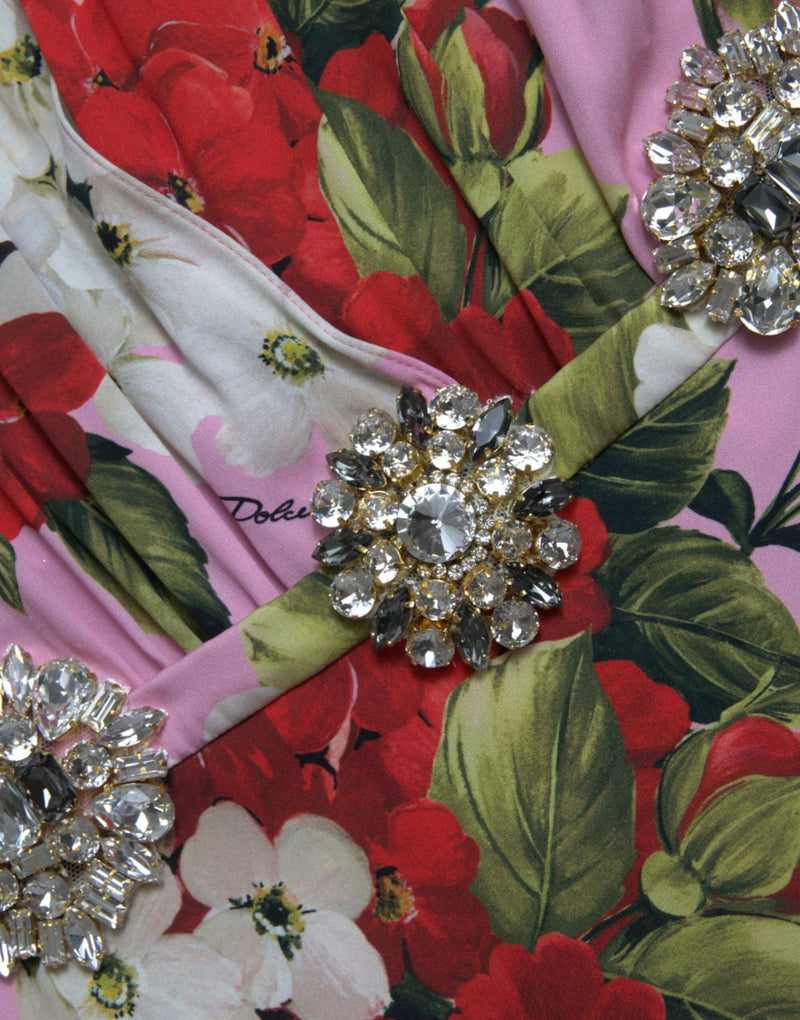 Dolce & Gabbana Robe A-Line Multicolore à Fleurs et Cristaux