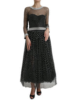 Dolce & Gabbana Robe Longue A-ligne Noir Embellie de Cristaux