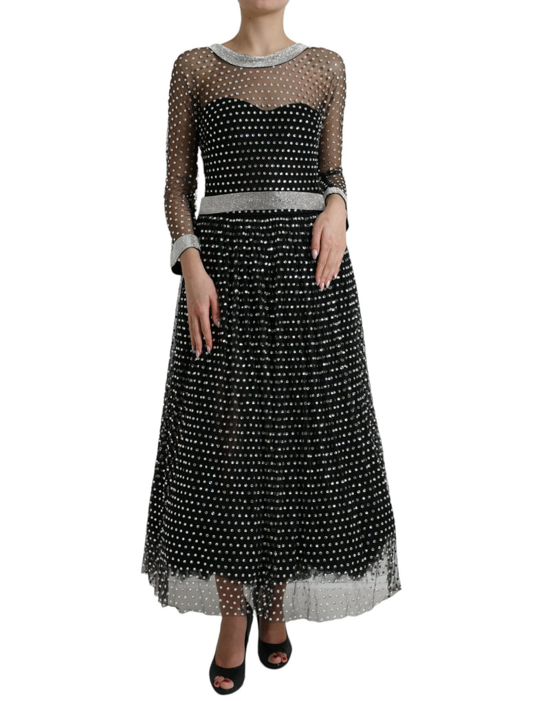 Dolce & Gabbana Robe Longue A-ligne Noir Embellie de Cristaux
