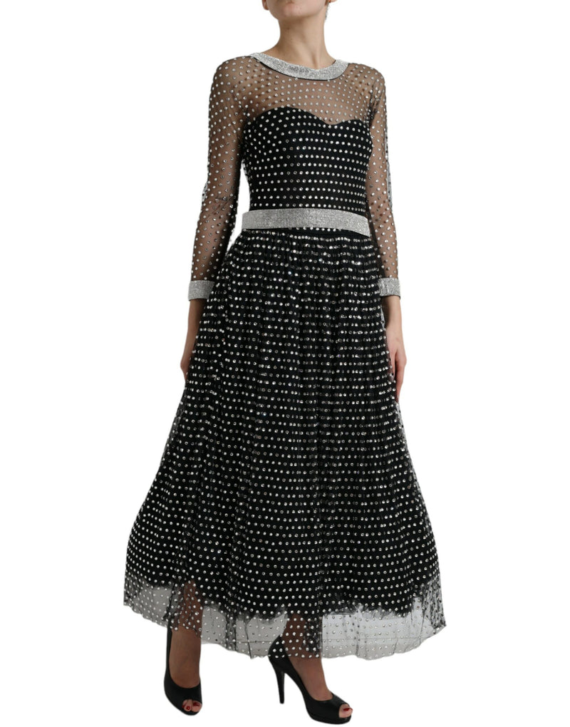 Dolce & Gabbana Robe Longue A-ligne Noir Embellie de Cristaux