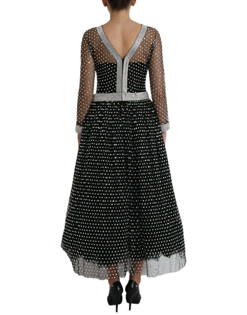 Dolce & Gabbana Robe Longue A-ligne Noir Embellie de Cristaux