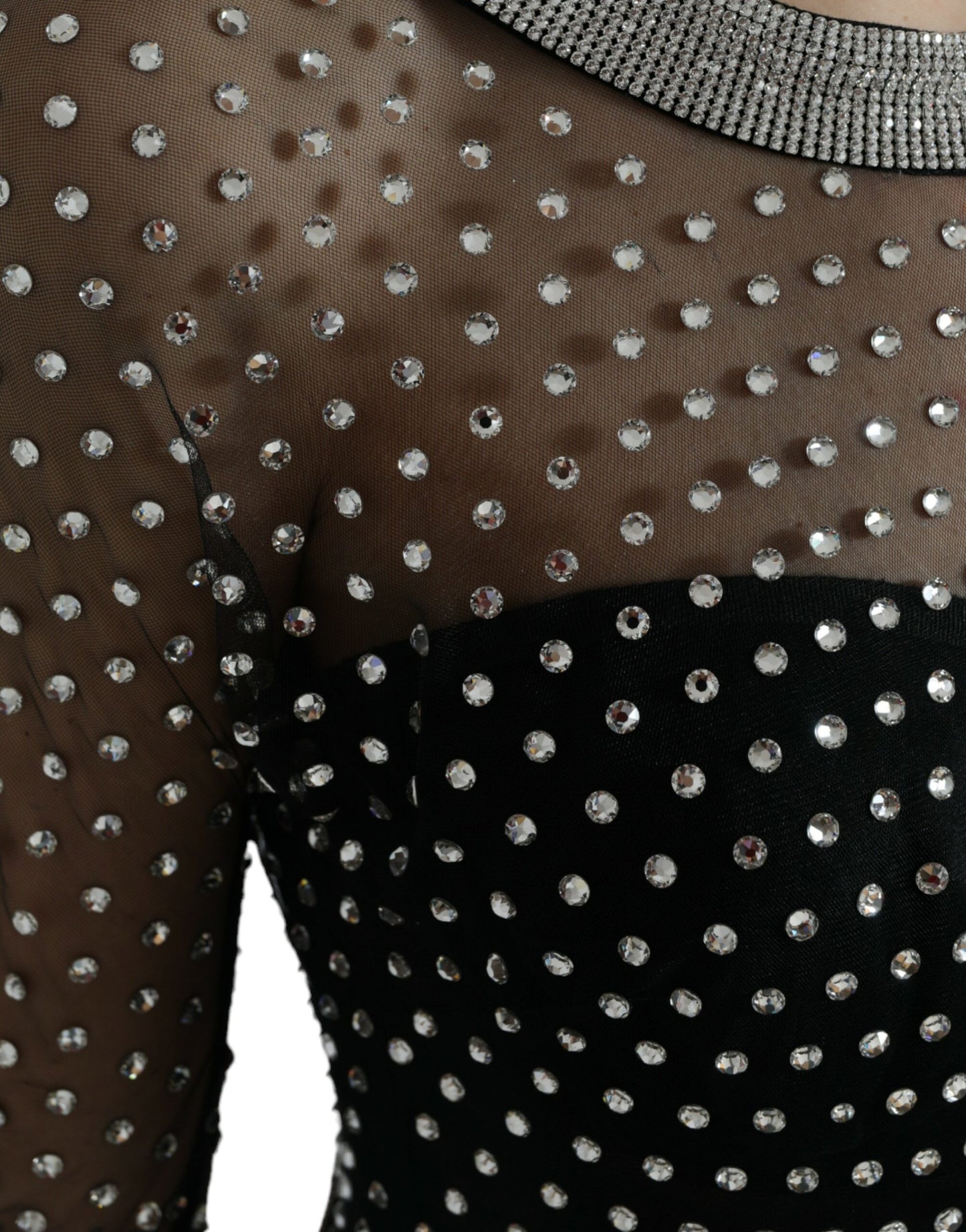 Dolce & Gabbana zwarte A-lijn jurk met kristallen versieringen