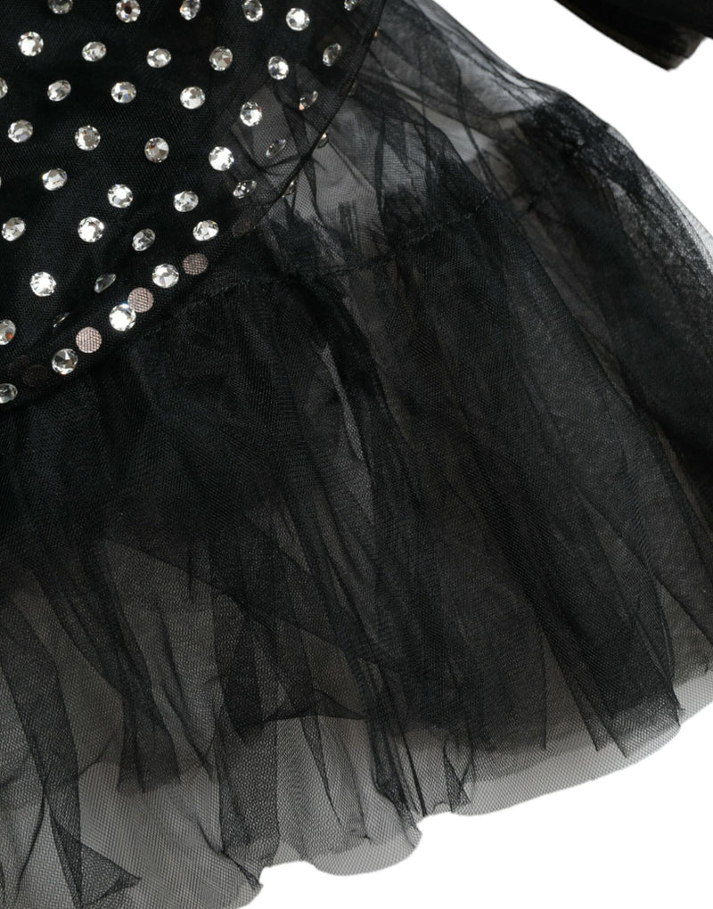 Dolce & Gabbana Robe Longue A-ligne Noir Embellie de Cristaux