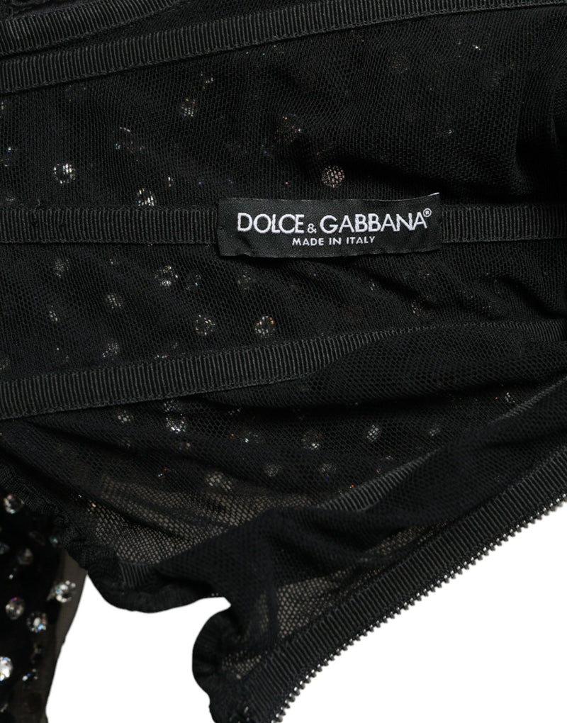 Dolce & Gabbana Robe Longue A-ligne Noir Embellie de Cristaux
