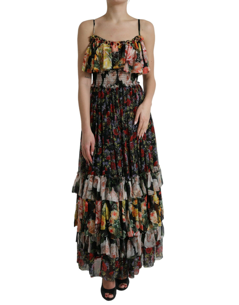 Robe Maxi Multicolore à Fleurs en Chiffon Dolce & Gabbana