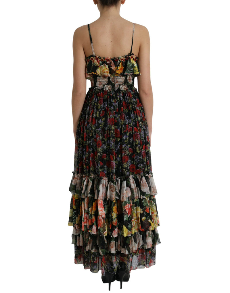 Robe Maxi Multicolore à Fleurs en Chiffon Dolce & Gabbana