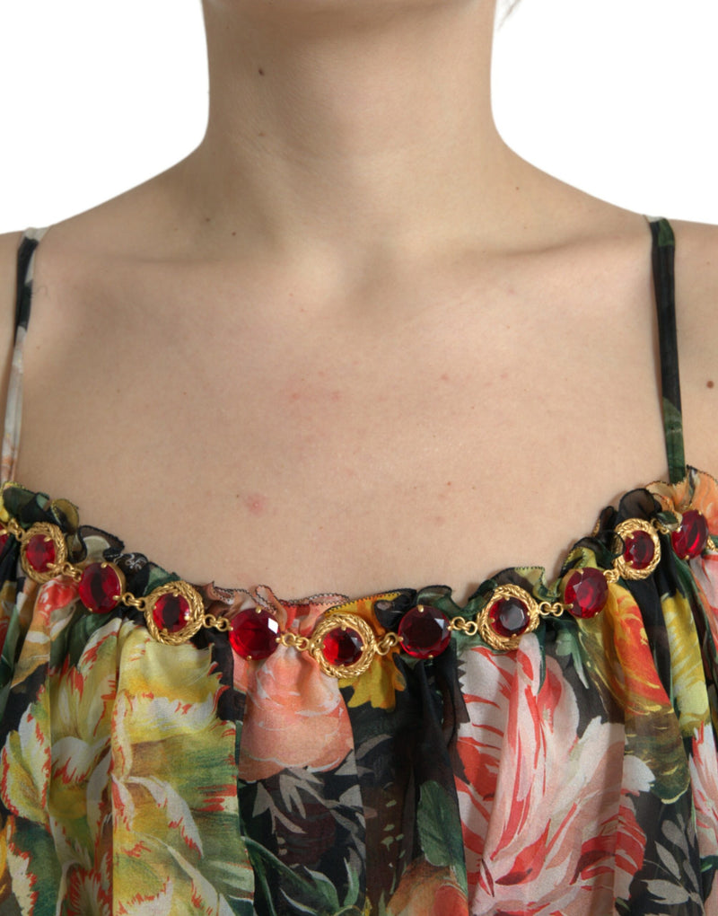 Robe Maxi Multicolore à Fleurs en Chiffon Dolce & Gabbana