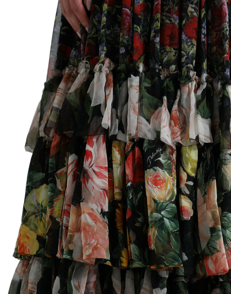 Robe Maxi Multicolore à Fleurs en Chiffon Dolce & Gabbana