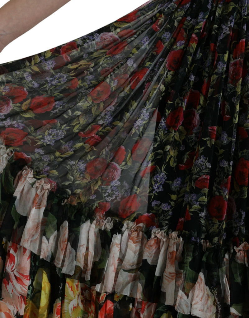 Robe Maxi Multicolore à Fleurs en Chiffon Dolce & Gabbana