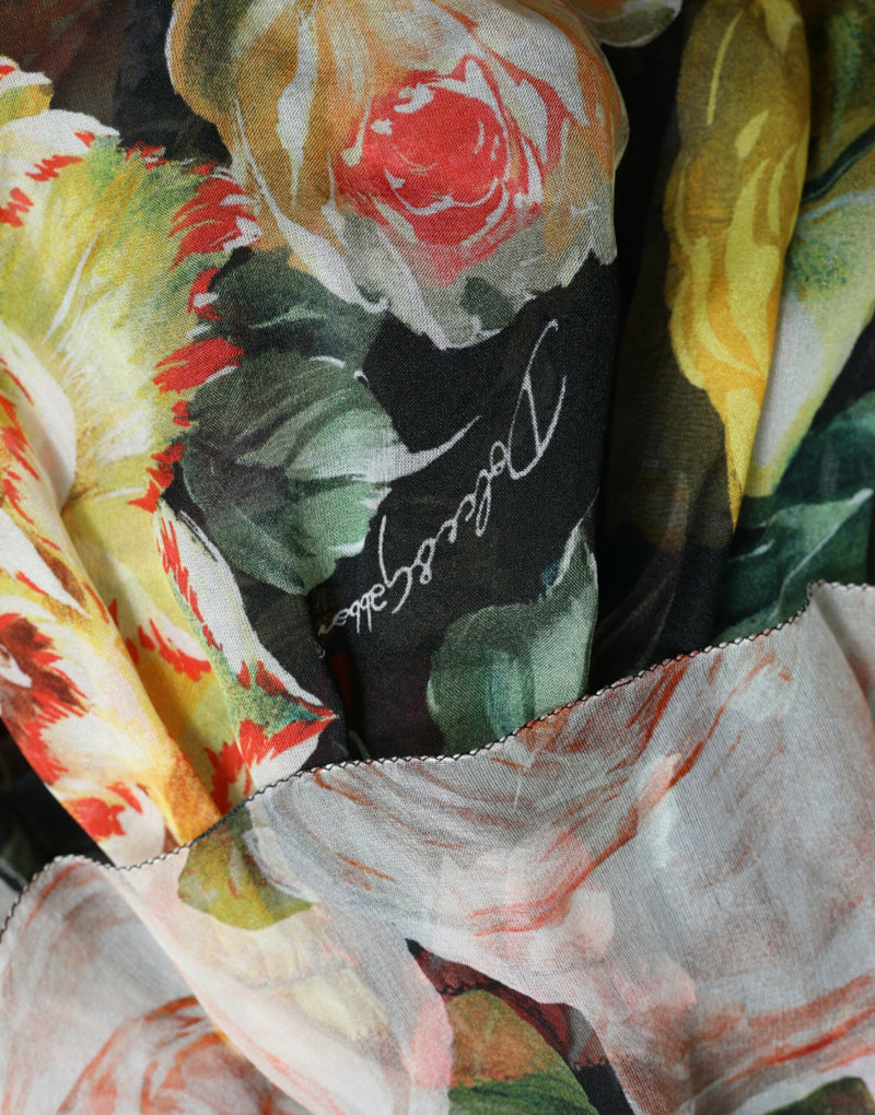 Robe Maxi Multicolore à Fleurs en Chiffon Dolce & Gabbana