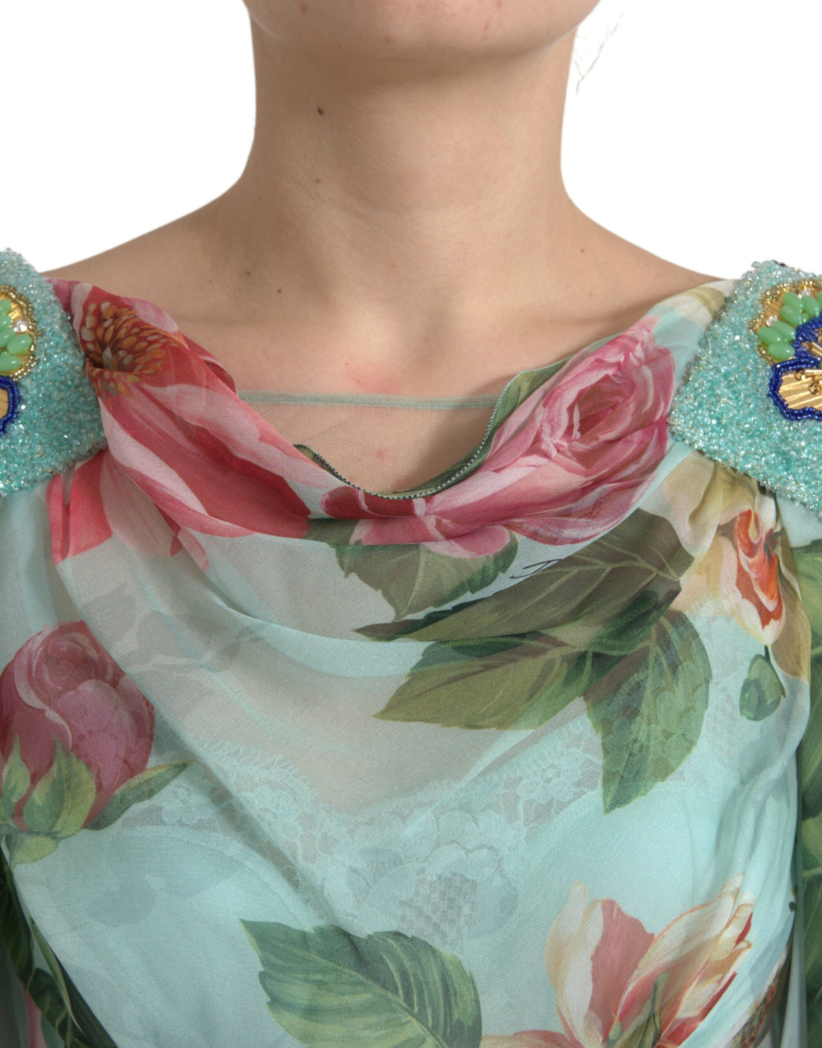 Dolce & Gabbana Robe Maxi Longue à Imprimé Floral Bleu