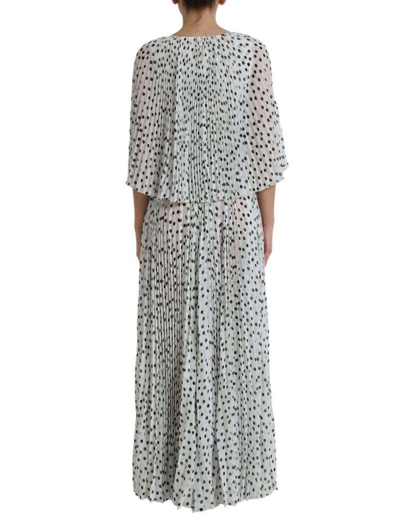 Robe Maxi Plissée A-line à Pois Blanc Dolce & Gabbana