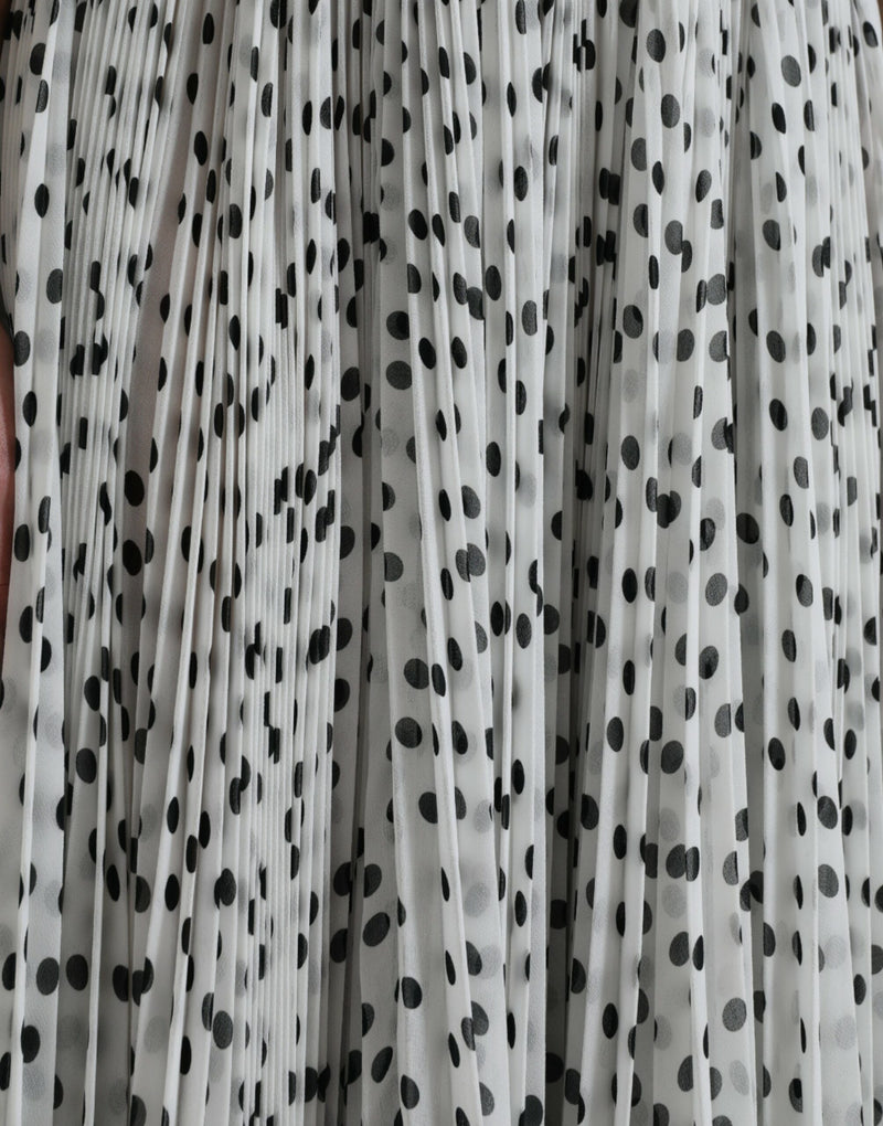 Robe Maxi Plissée A-line à Pois Blanc Dolce & Gabbana