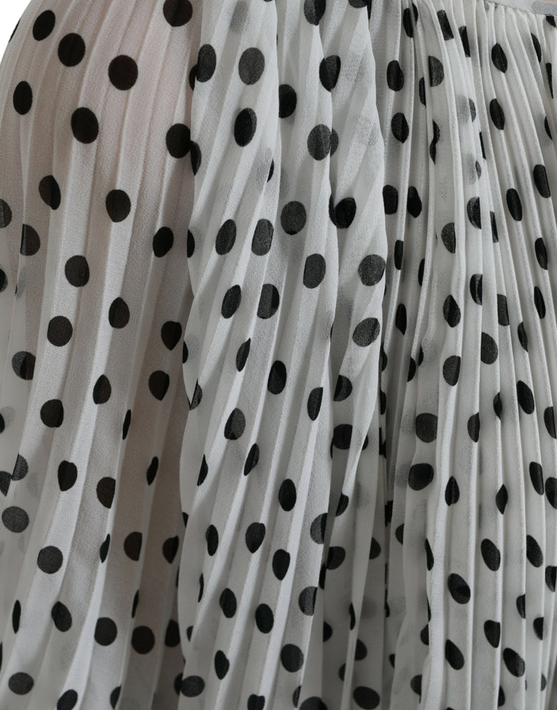 Robe Maxi Plissée A-line à Pois Blanc Dolce & Gabbana