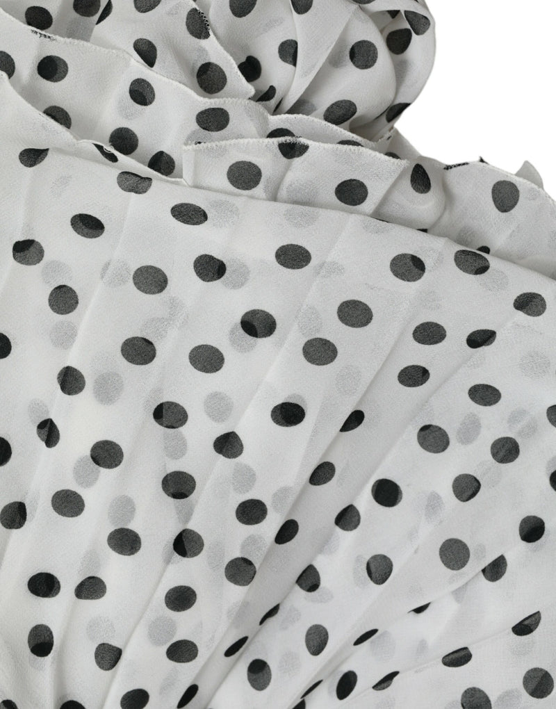 Robe Maxi Plissée A-line à Pois Blanc Dolce & Gabbana