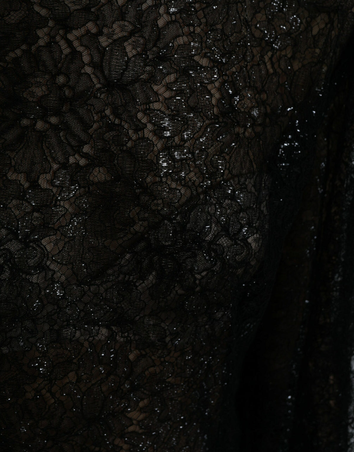 Robe Midi A-line en Dentelle Florale Noire Dolce & Gabbana