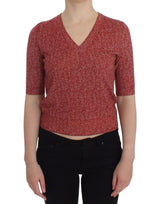 Pull en tweed rouge à manches courtes Dolce &amp; Gabbana