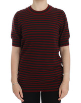 Pull en cachemire à manches courtes rouge et gris de Dolce &amp; Gabbana