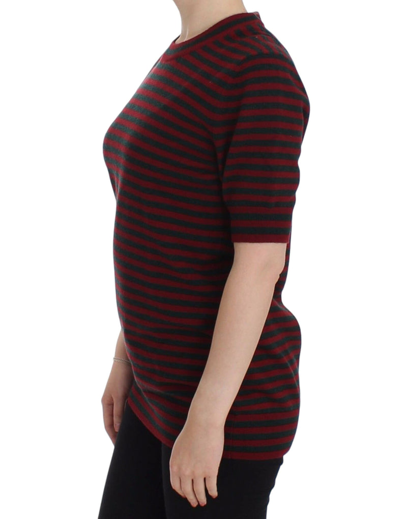 Pull en cachemire à manches courtes rouge et gris de Dolce &amp; Gabbana