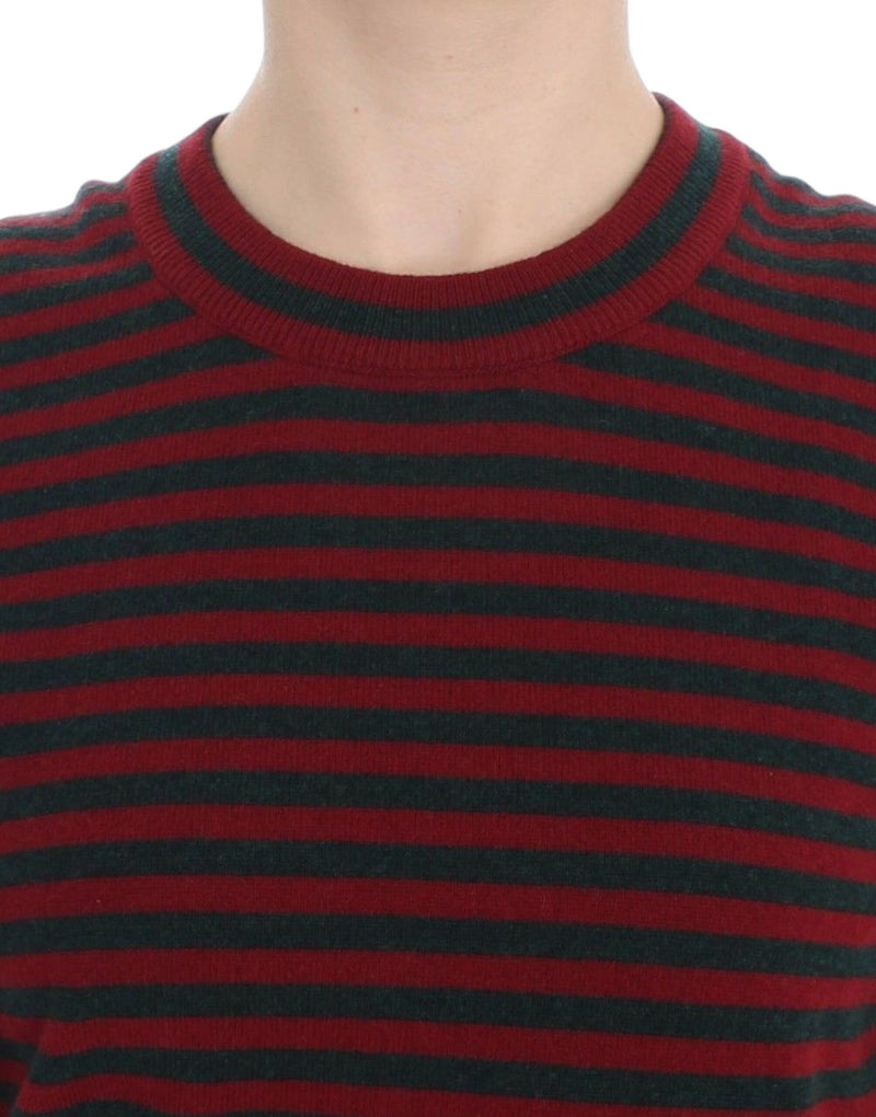 Pull en cachemire à manches courtes rouge et gris de Dolce &amp; Gabbana