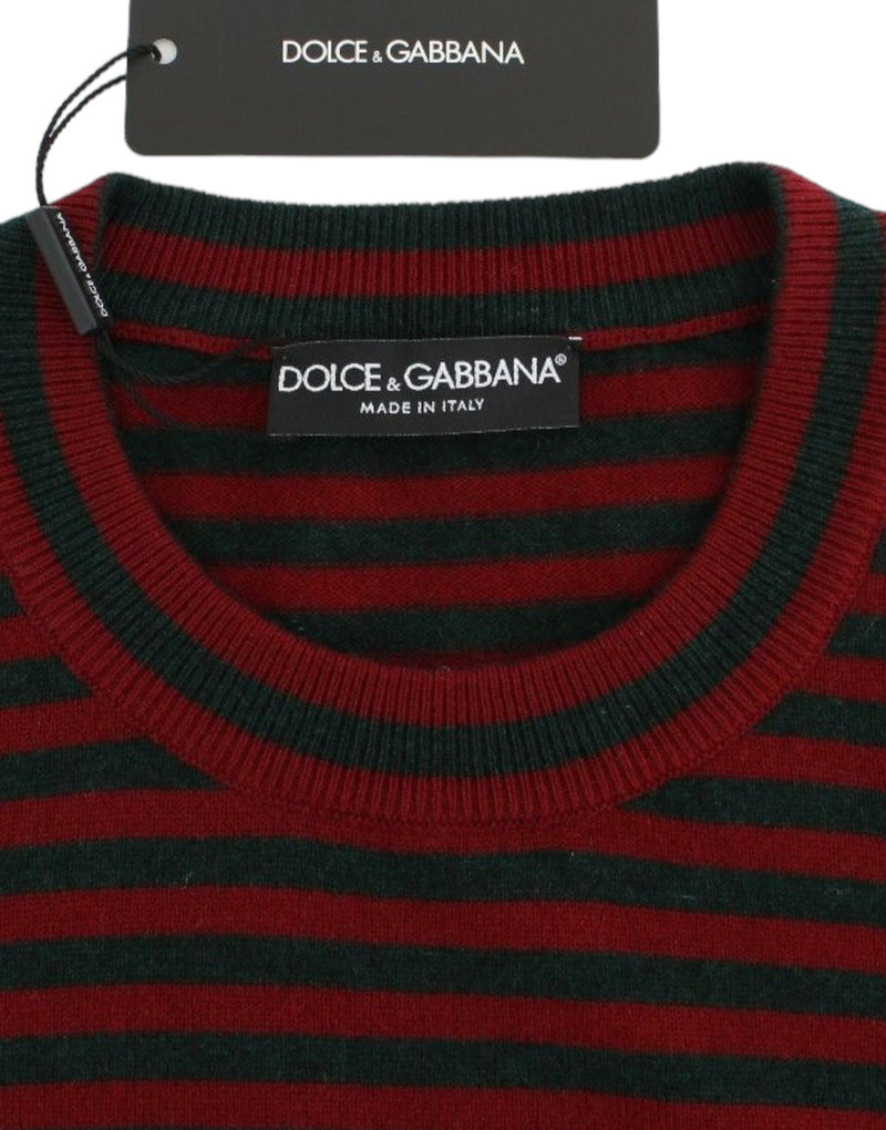 Pull en cachemire à manches courtes rouge et gris de Dolce &amp; Gabbana