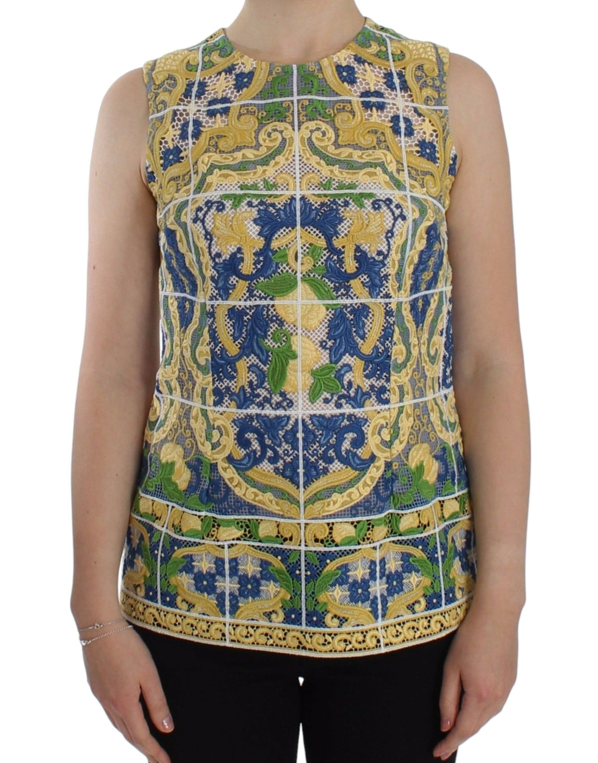 Pull brodé multicolore Majolica de Dolce &amp; Gabbana