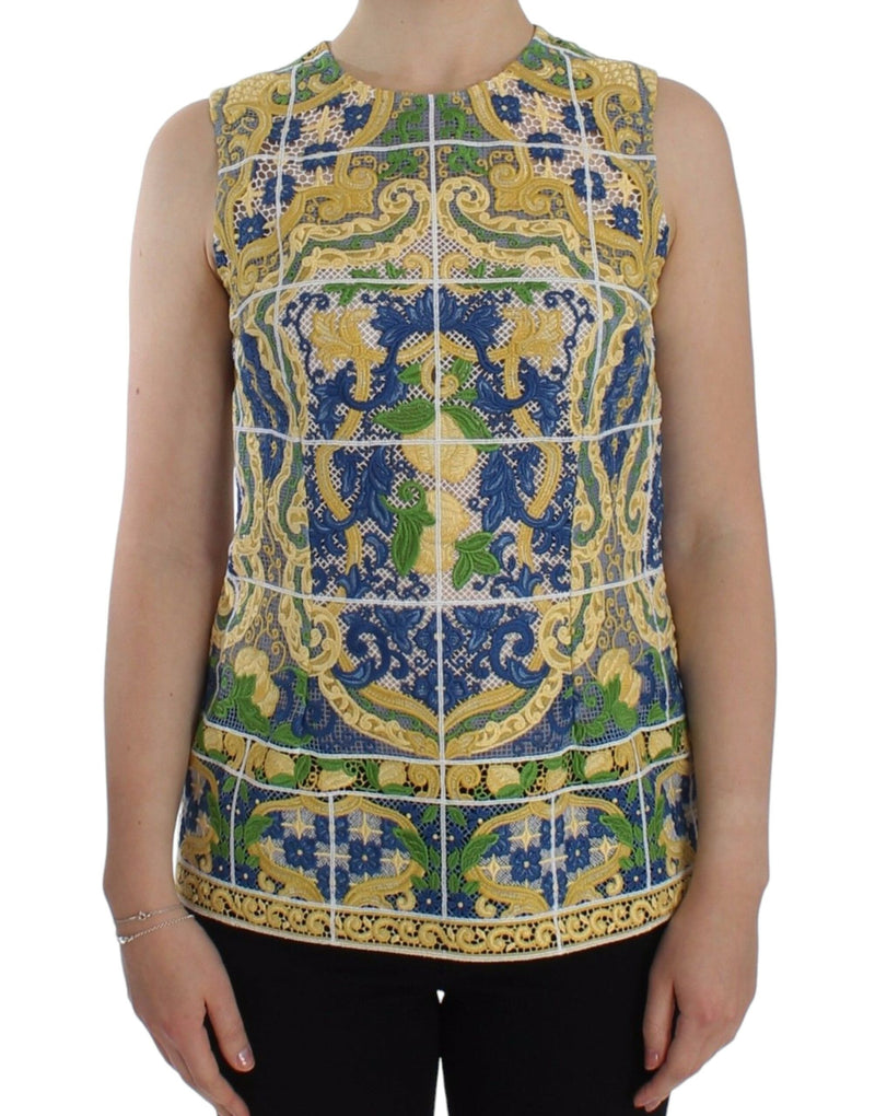 Pull brodé multicolore Majolica de Dolce &amp; Gabbana