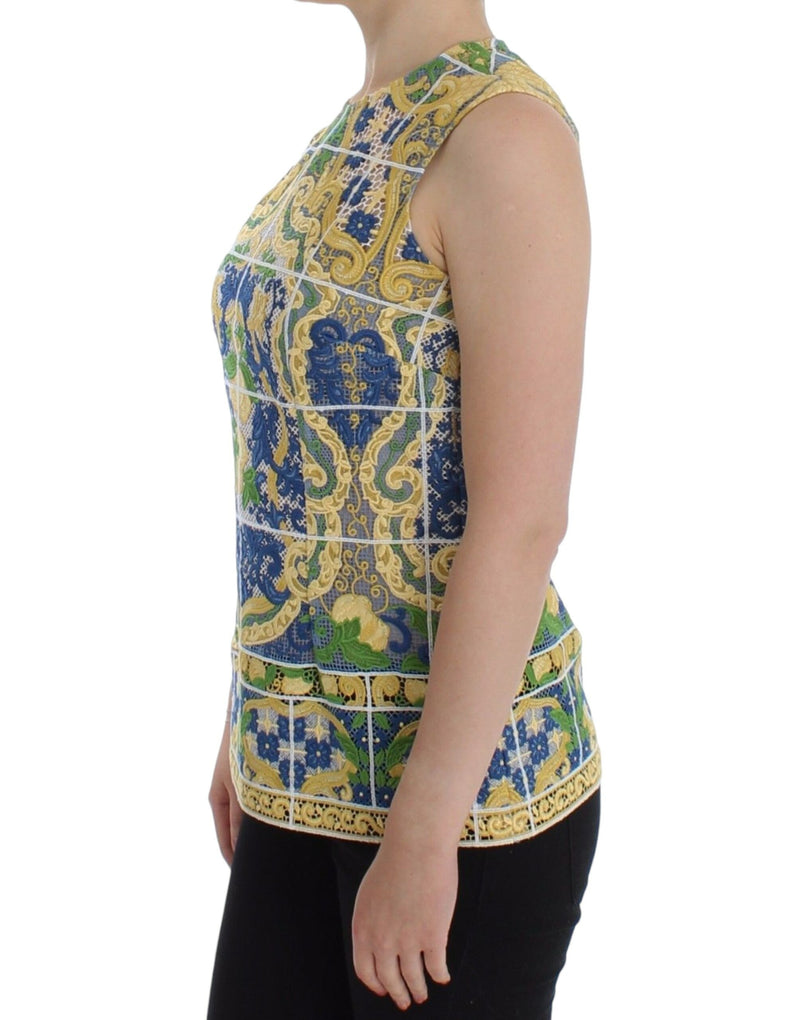 Pull brodé multicolore Majolica de Dolce &amp; Gabbana