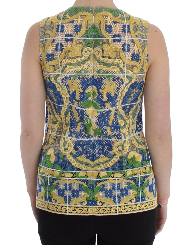 Pull brodé multicolore Majolica de Dolce &amp; Gabbana