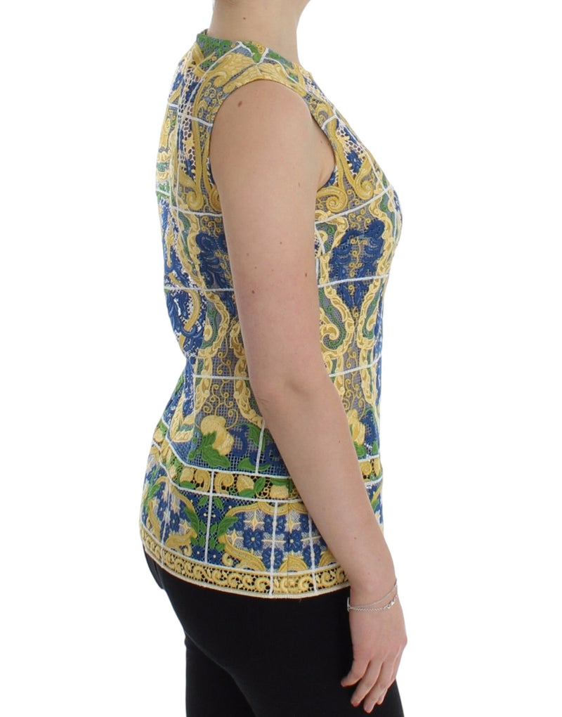 Pull brodé multicolore Majolica de Dolce &amp; Gabbana