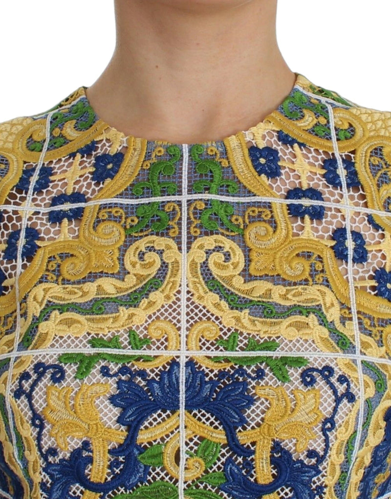 Pull brodé multicolore Majolica de Dolce &amp; Gabbana