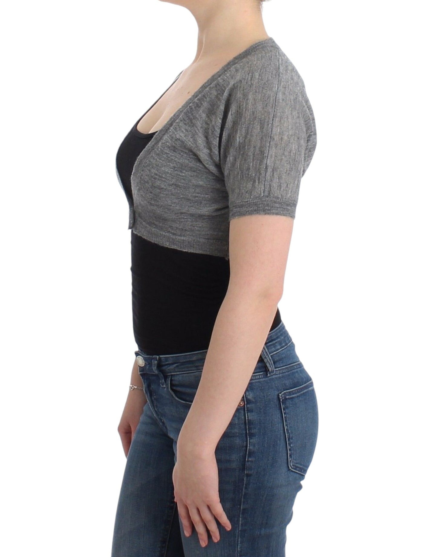 Ermanno Scervino Lingerie gebreide grijze bolero-sweatercardigan