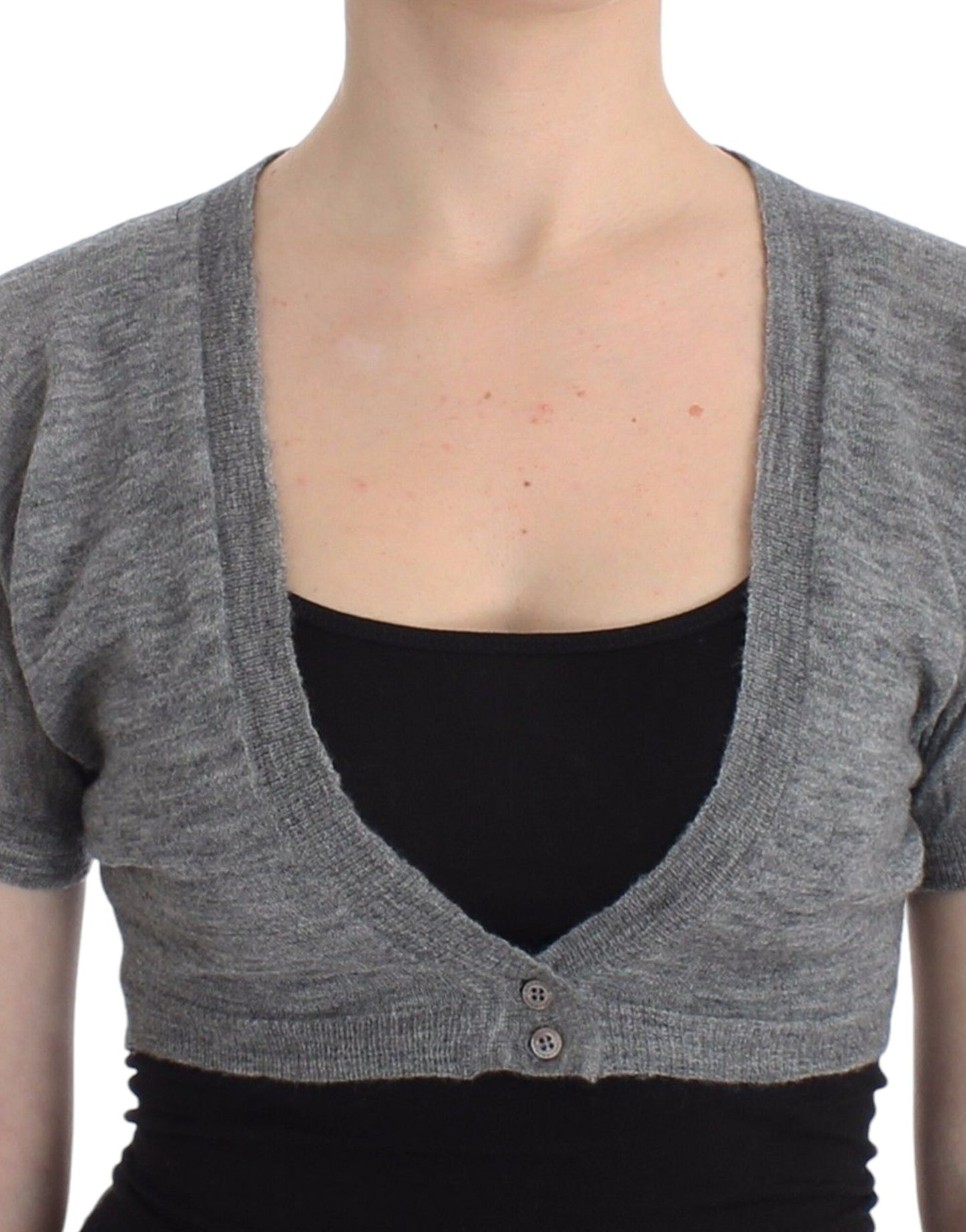 Ermanno Scervino Lingerie gebreide grijze bolero-sweatercardigan