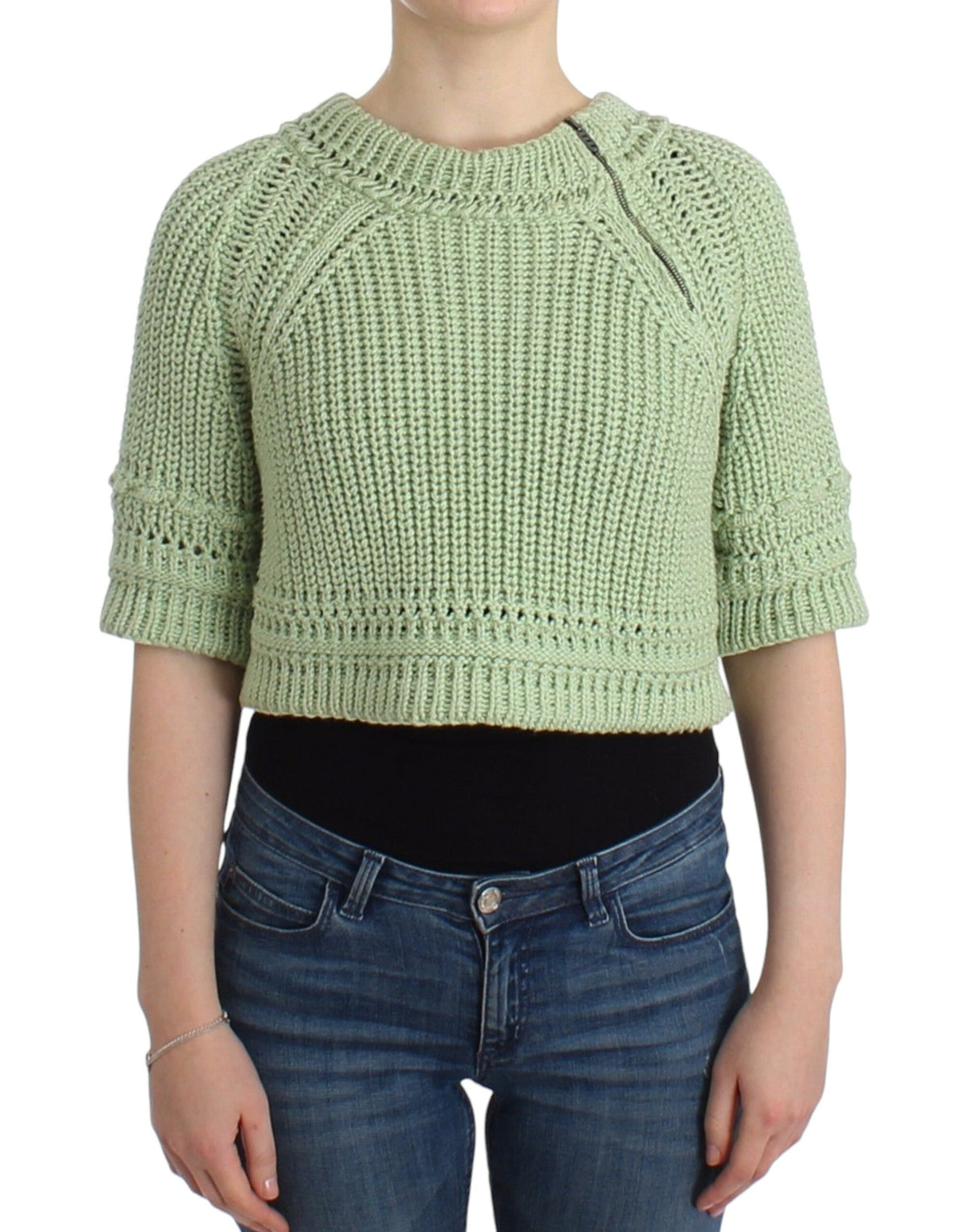 Pull en tricot court vert d'Ermanno Scervino