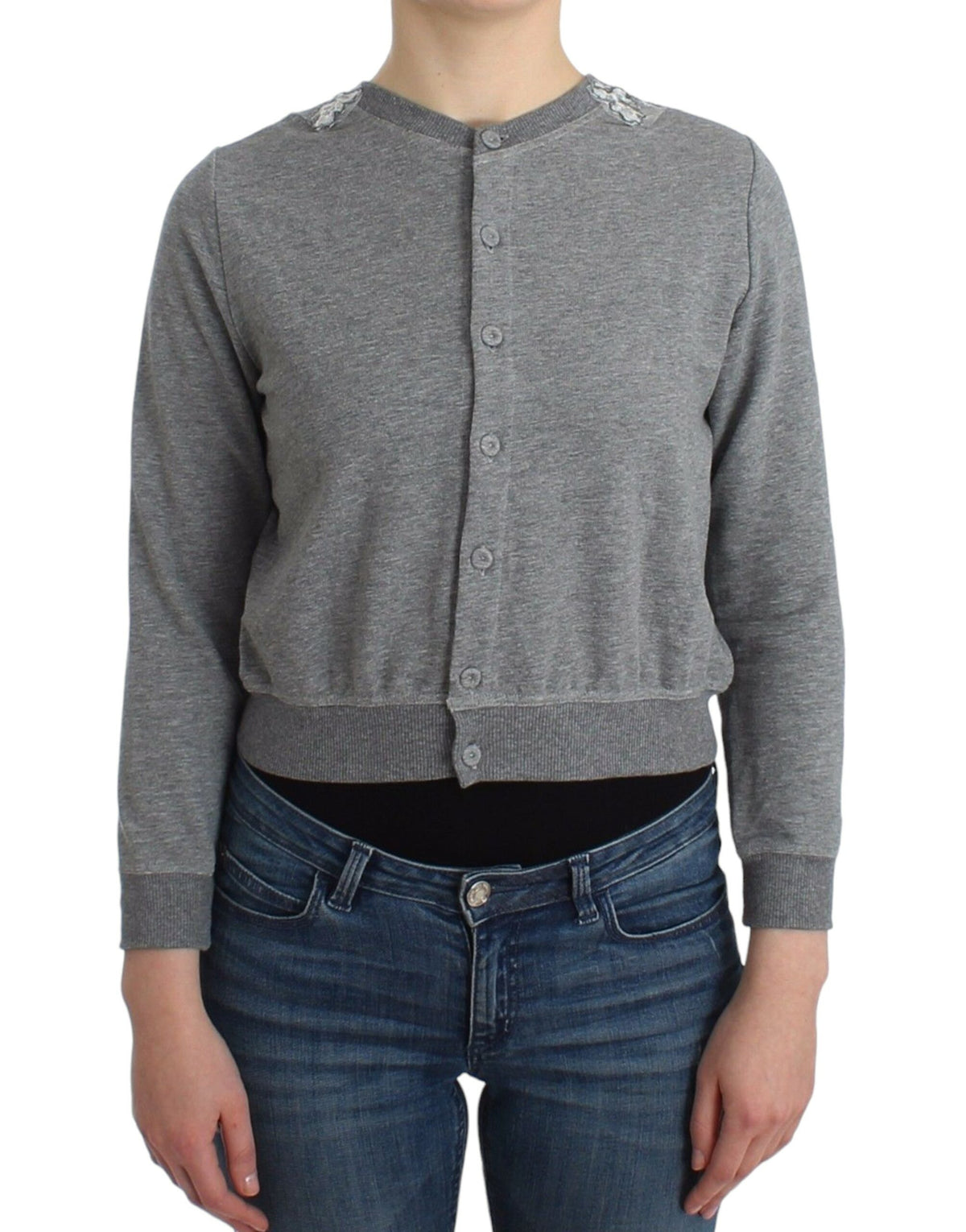 Cardigan Top en Dentelle Grise de Lingerie Ermanno Scervino