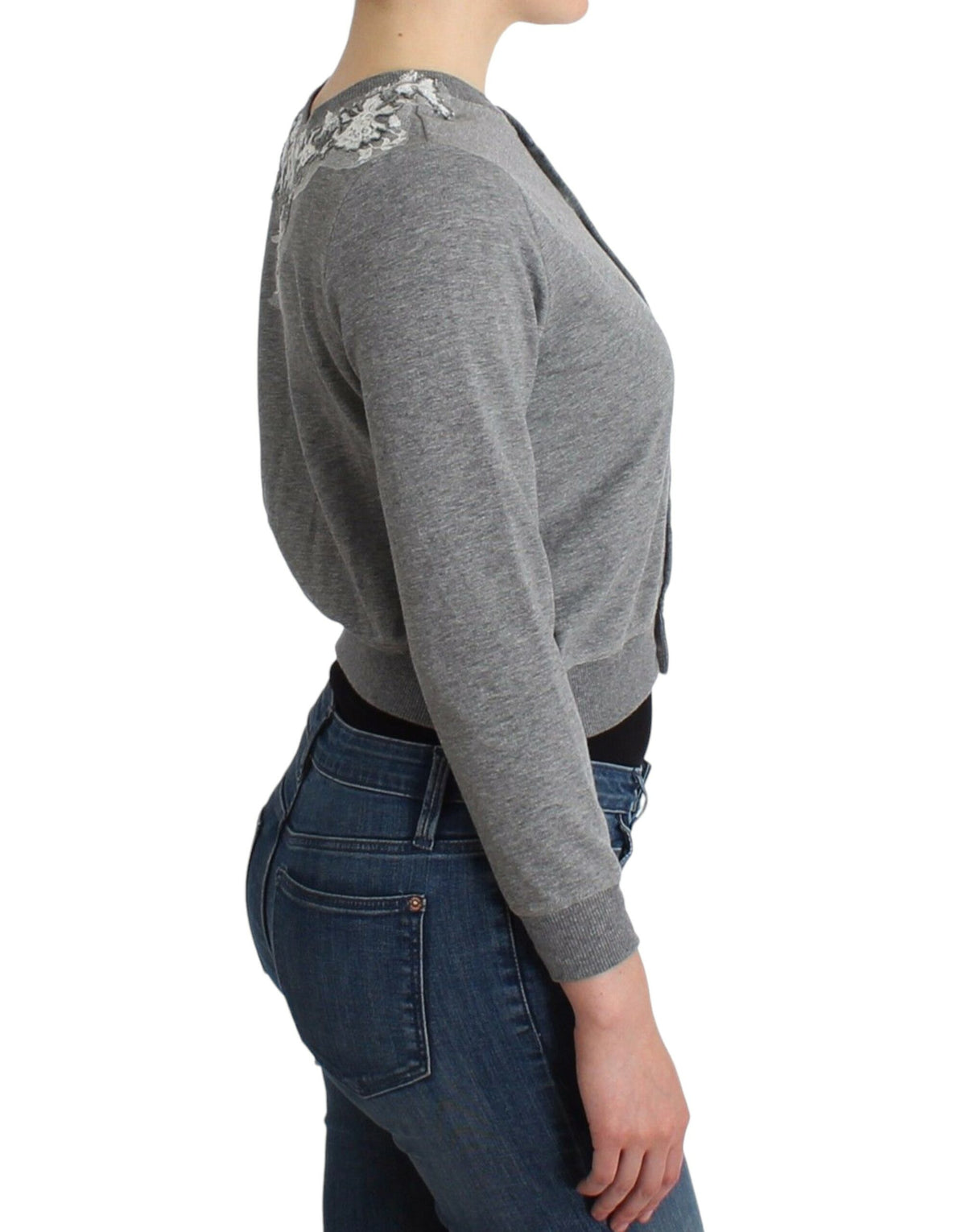 Cardigan Top en Dentelle Grise de Lingerie Ermanno Scervino