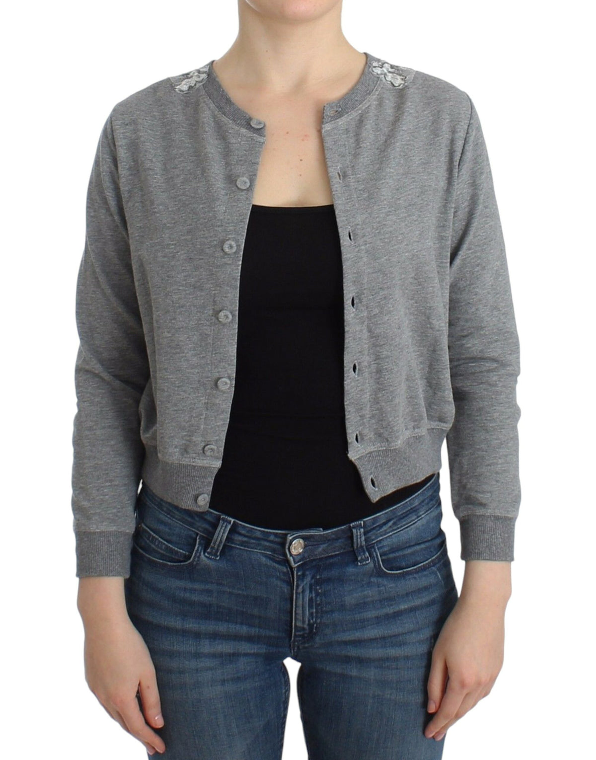 Cardigan Top en Dentelle Grise de Lingerie Ermanno Scervino