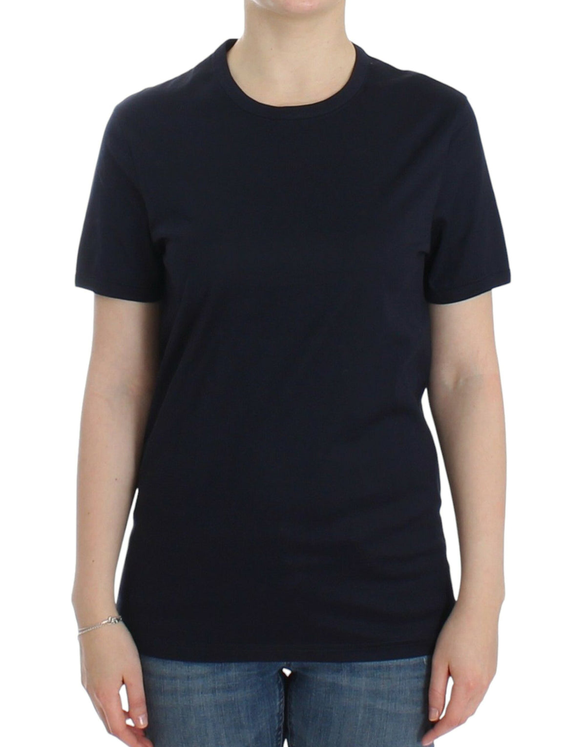 T-shirt en coton à col rond avec logo Ermanno Scervino Lingerie bleu.